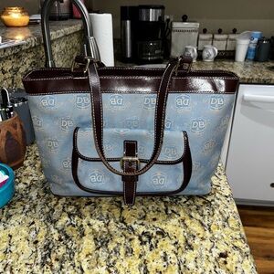 Dooney & Bourke Blue and Brown Tote Bag